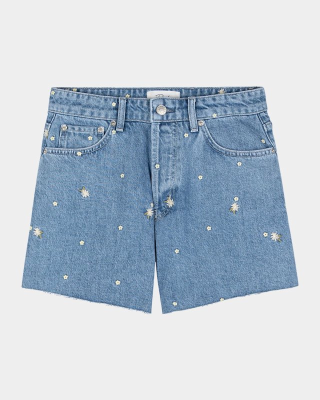 Mesa Embroidered Cut-Off Denim Shorts
